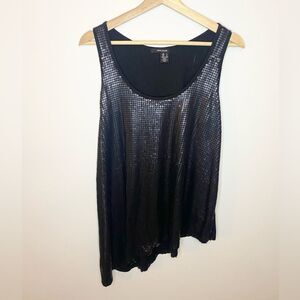 DKNY JEANS Black Sequins Asymmetrical top.